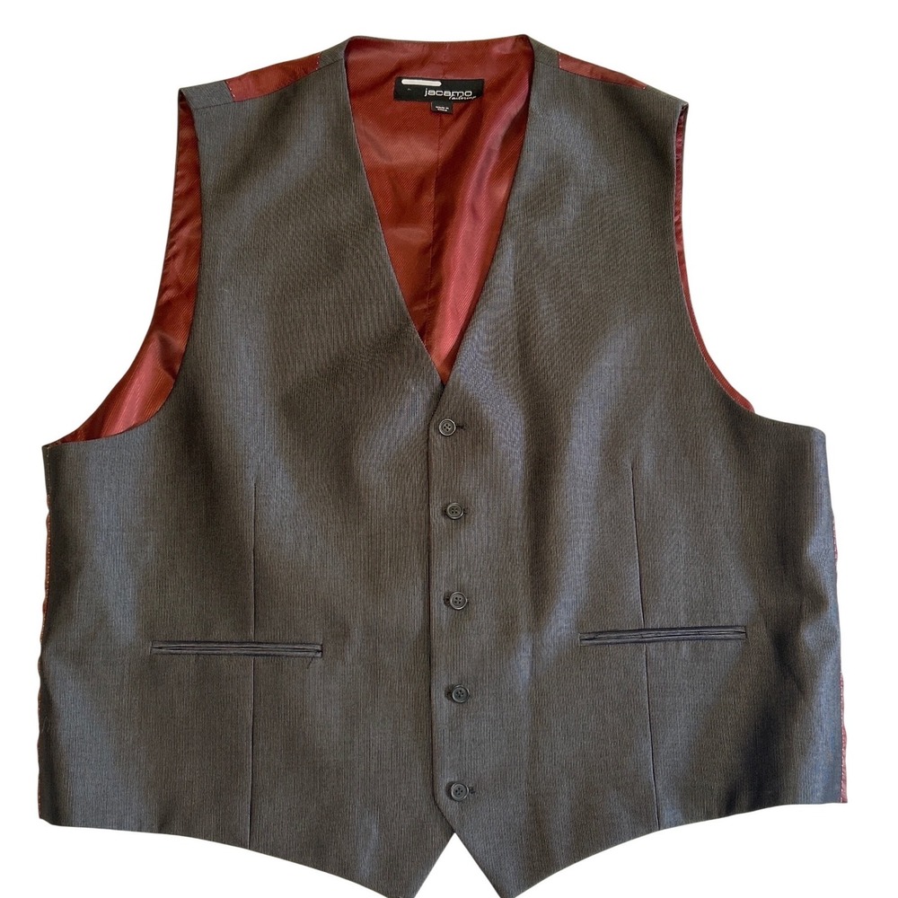 Jacamo Tailoring Mens Suit Vest Charcoal Grey Burgundy Back Formal Waistcoat